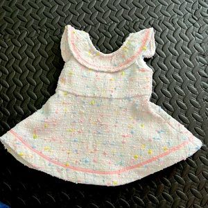 Janie and Jack 3-6m like new tweed white dress with pastel tones